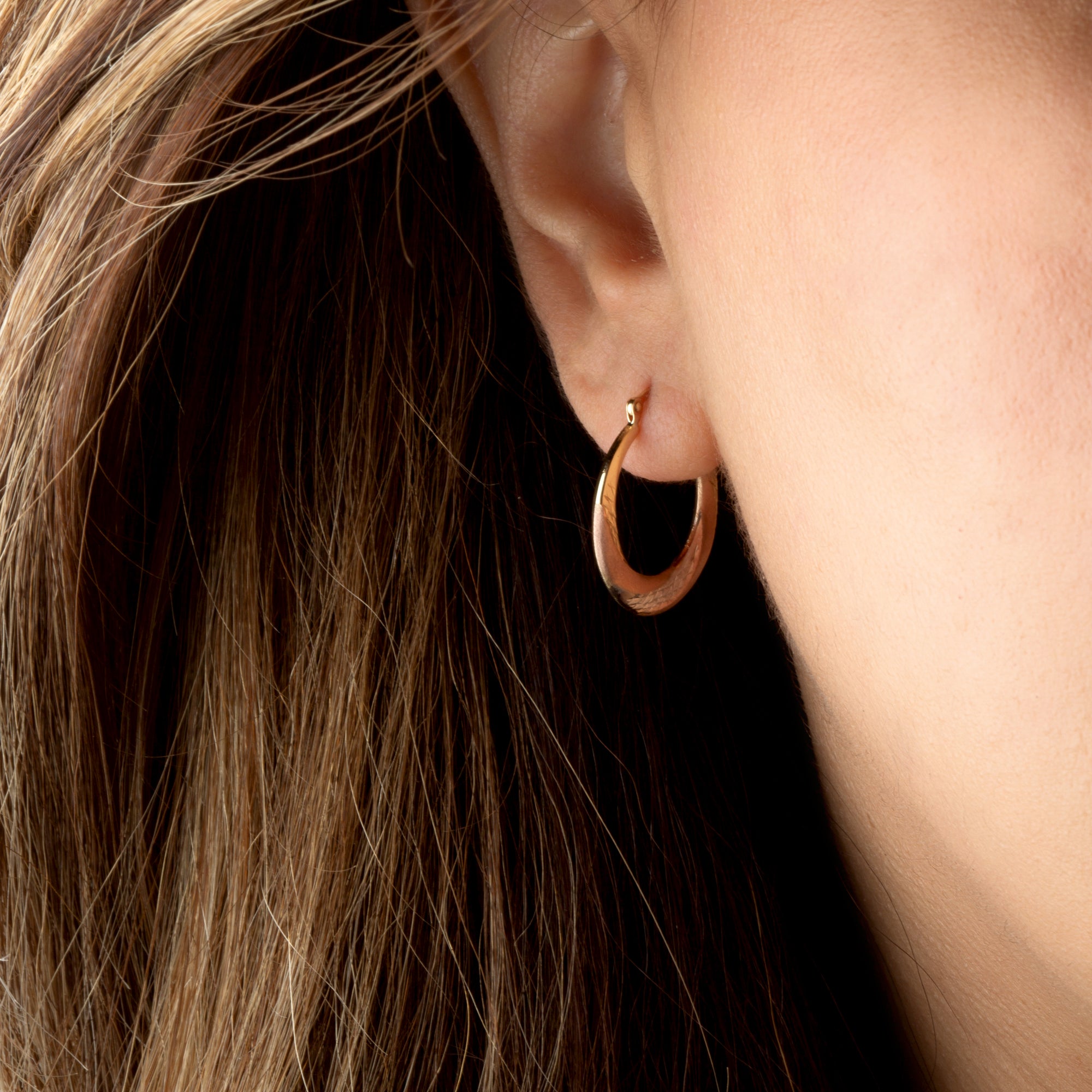 Gold Tri-Color Diamond Cut Hoop Earrings, view 2