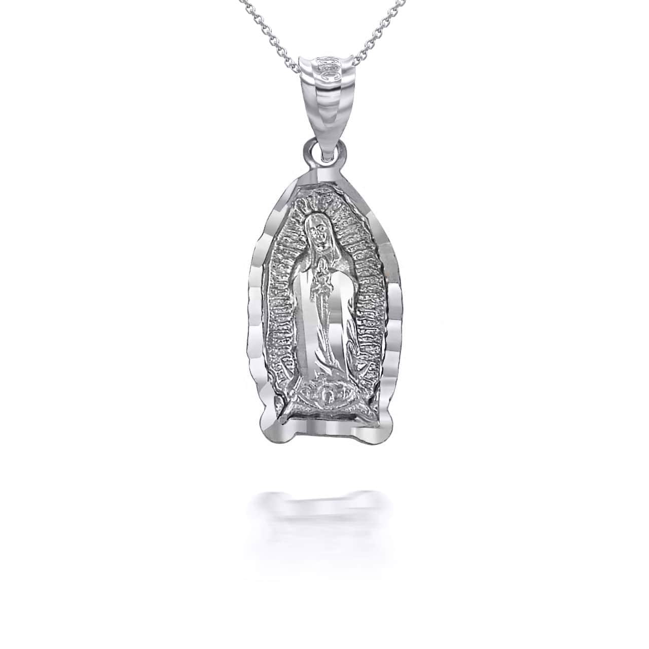 Gold Tri-Tone Mini Our Lady Of Guadalupe Pendant Necklace, view 7