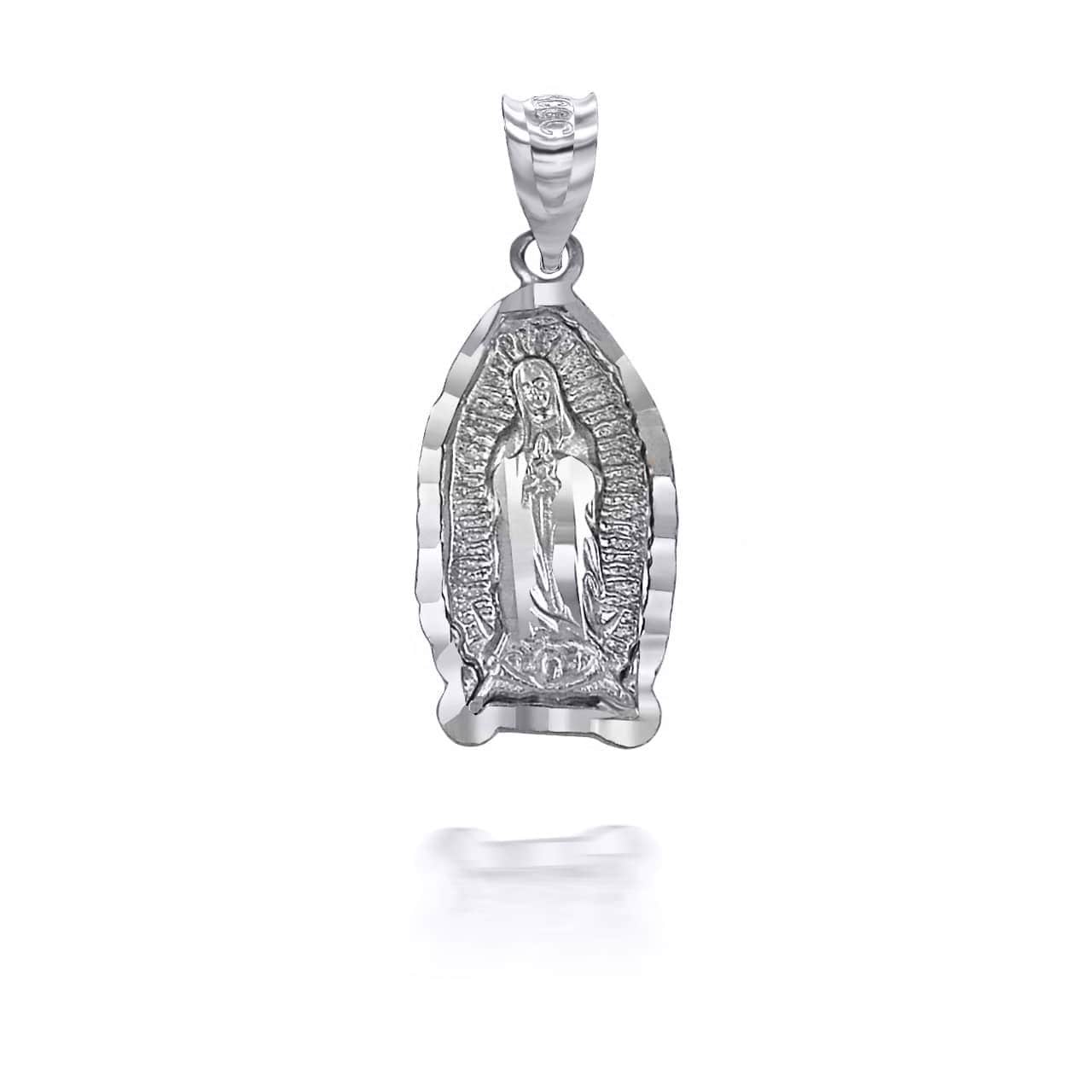 Gold Tri-Tone Mini Our Lady Of Guadalupe Pendant Necklace, view 8