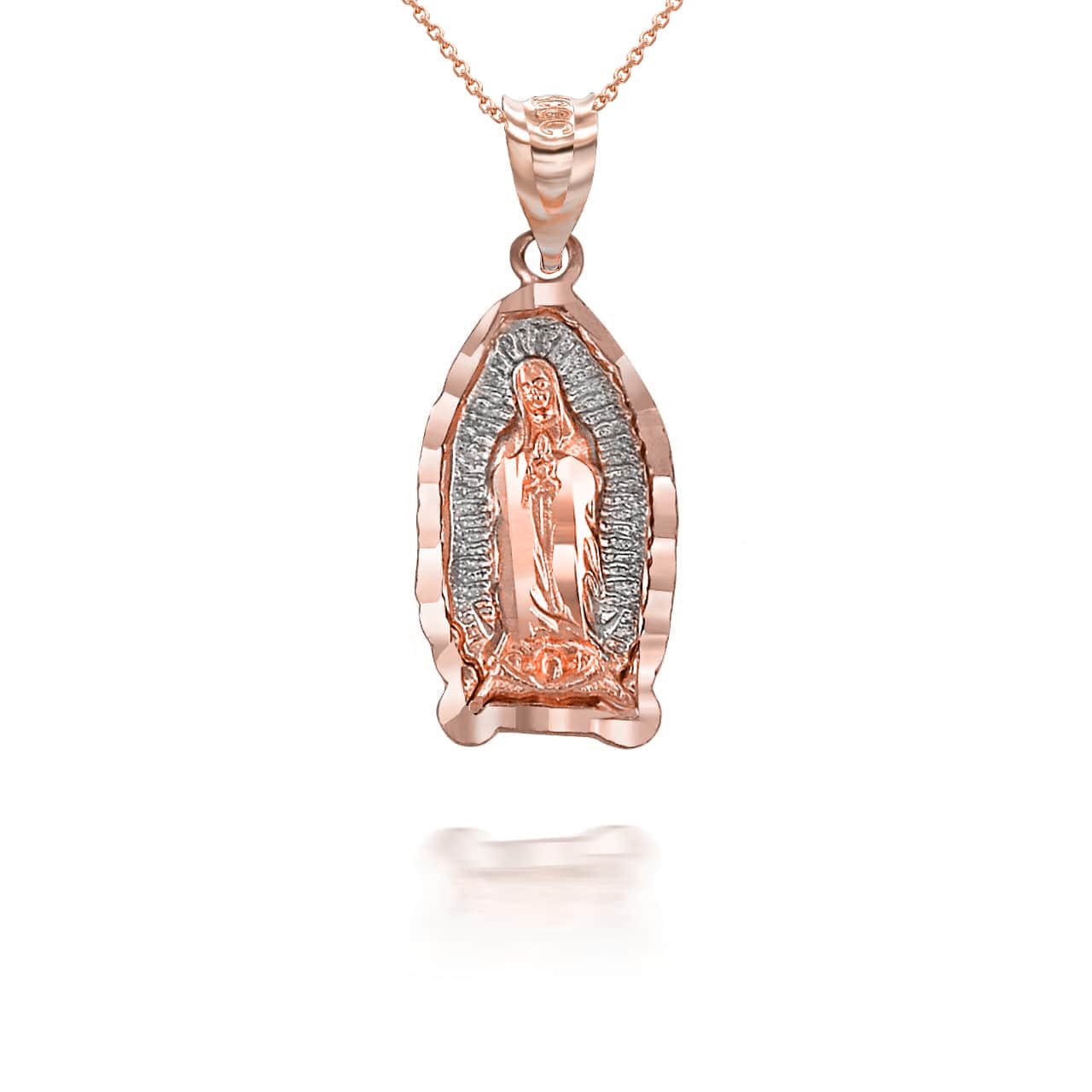 Gold Tri-Tone Our Lady Of Guadalupe Medium Pendant Necklace, view 5