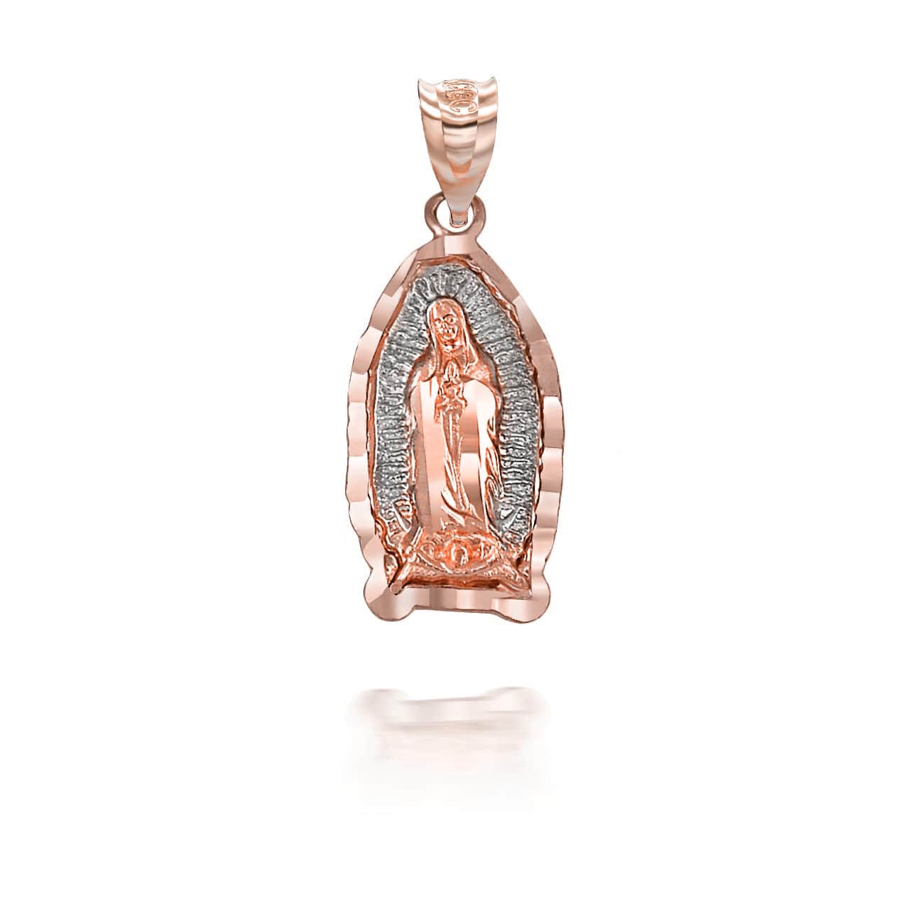 Gold Tri-Tone Our Lady Of Guadalupe Medium Pendant Necklace, view 6