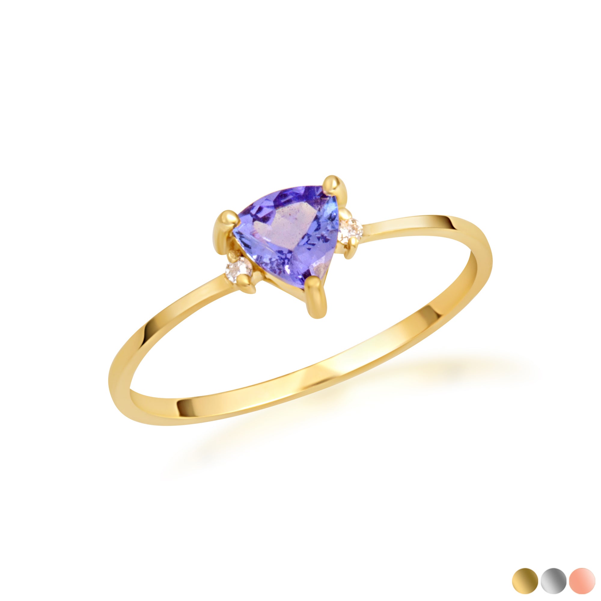 Gold Trillion Cut Tanzanite Gemstone Ring