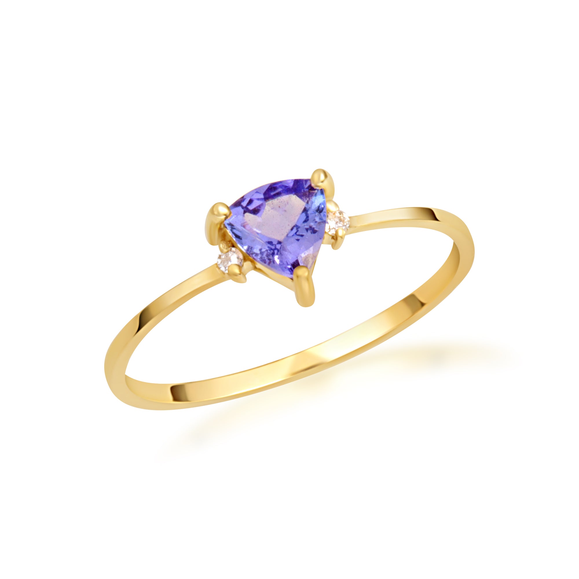 Gold Trillion Cut Tanzanite Gemstone Ring, view 4