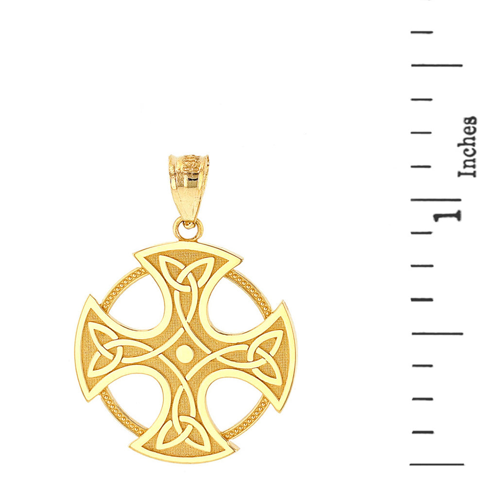 Gold Trinity Knot Celtic Cross Pendant Necklace, view 2