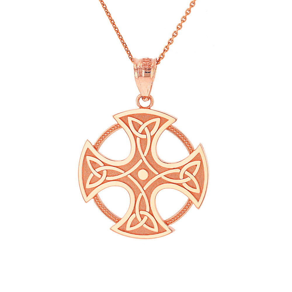 Gold Trinity Knot Celtic Cross Pendant Necklace, view 3