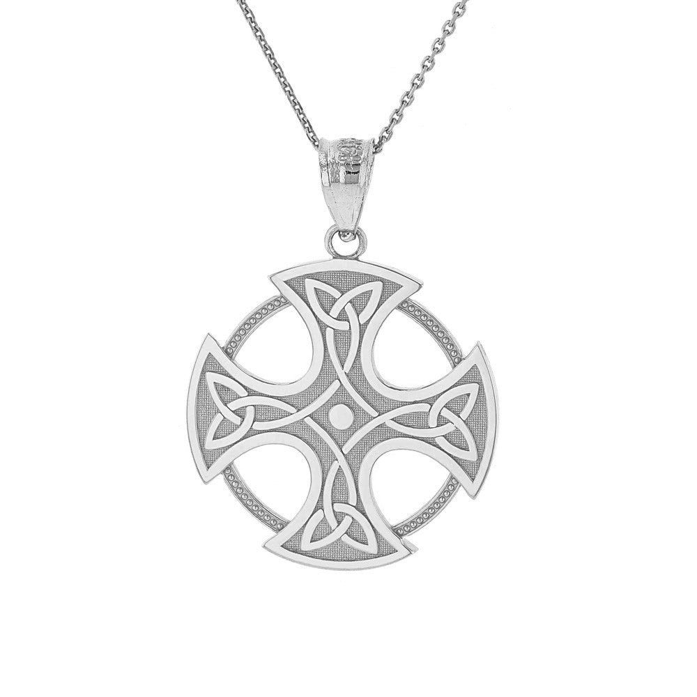 Gold Trinity Knot Celtic Cross Pendant Necklace, view 4