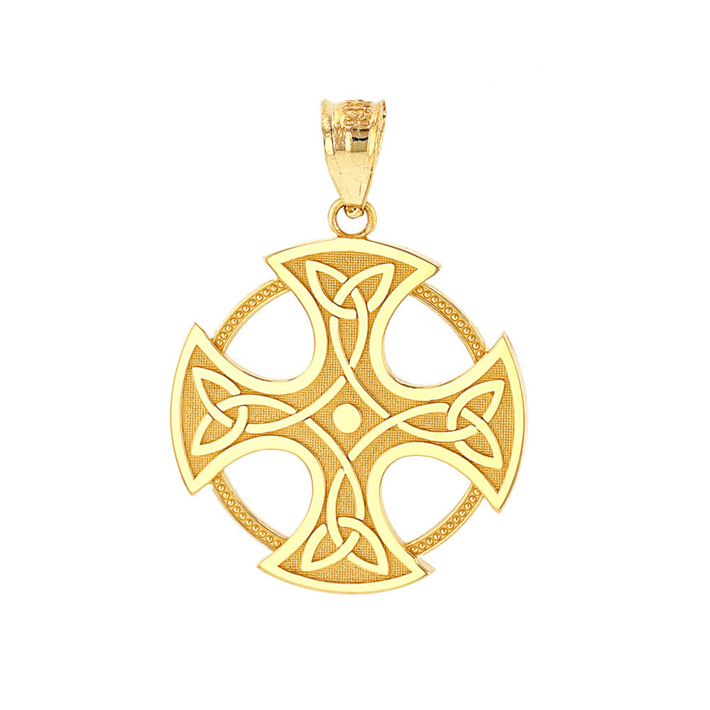 Gold Trinity Knot Celtic Cross Pendant Necklace, view 6