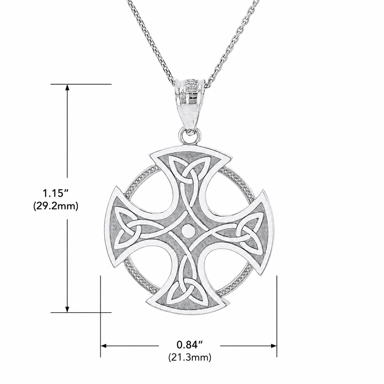 Gold Trinity Knot Celtic Cross Pendant Necklace, view 7