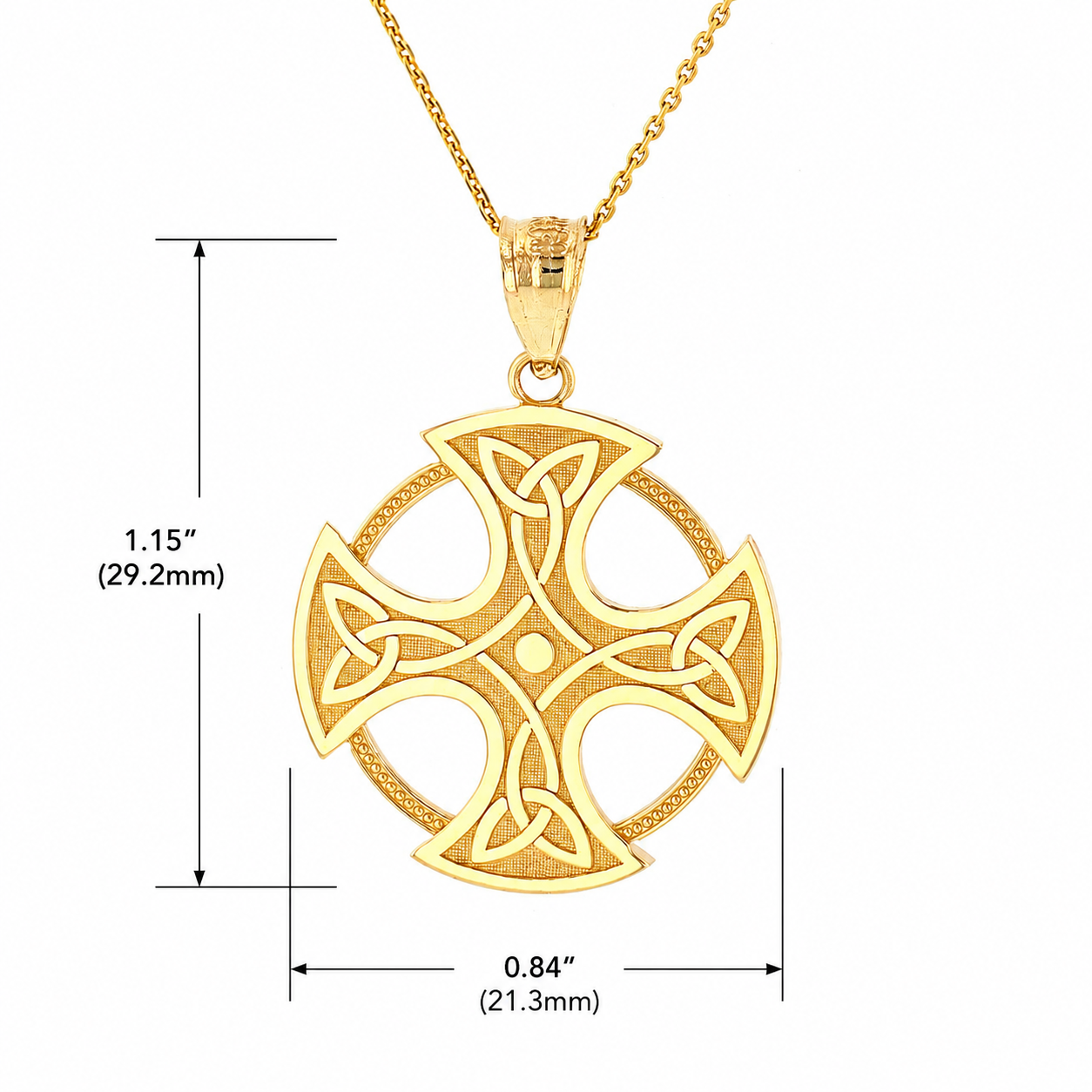 Gold Trinity Knot Celtic Cross Pendant Necklace, view 8