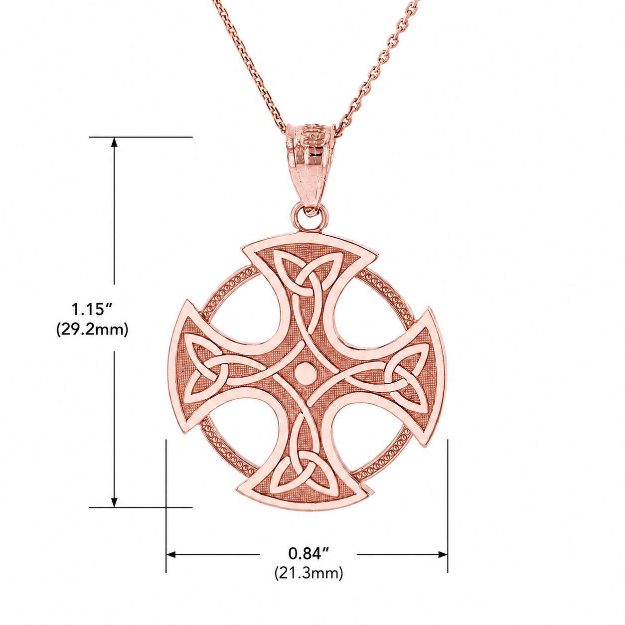 Gold Trinity Knot Celtic Cross Pendant Necklace, view 9