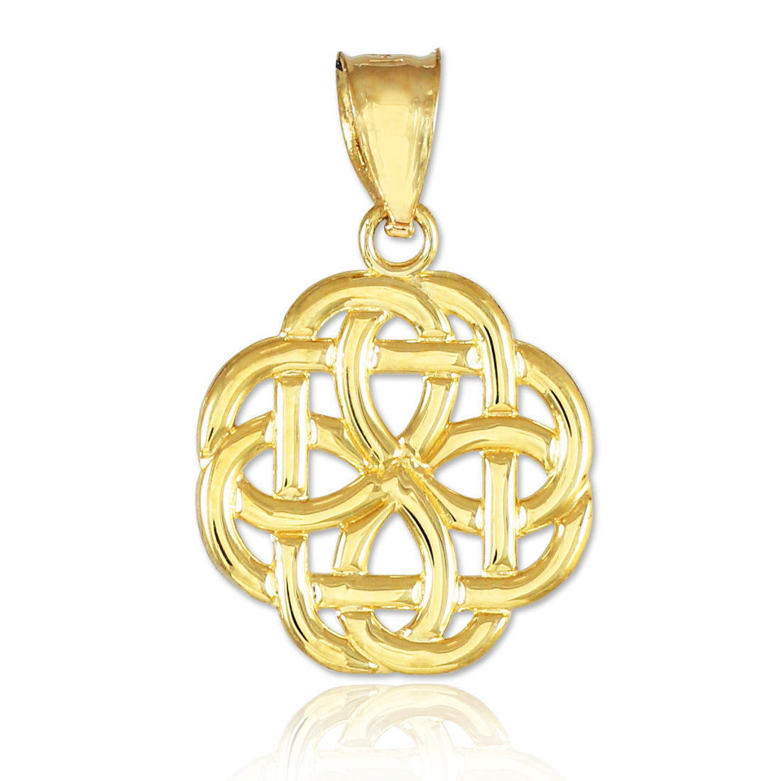 Gold Trinity Knot Charm Pendant Necklace, view 2