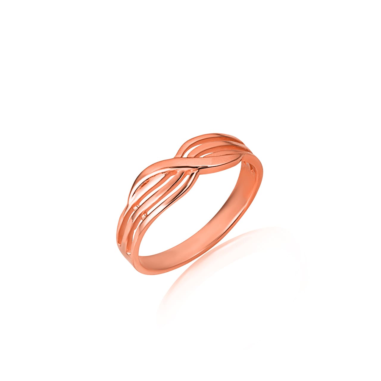 Gold Triple Crossover Band Ring, view 3