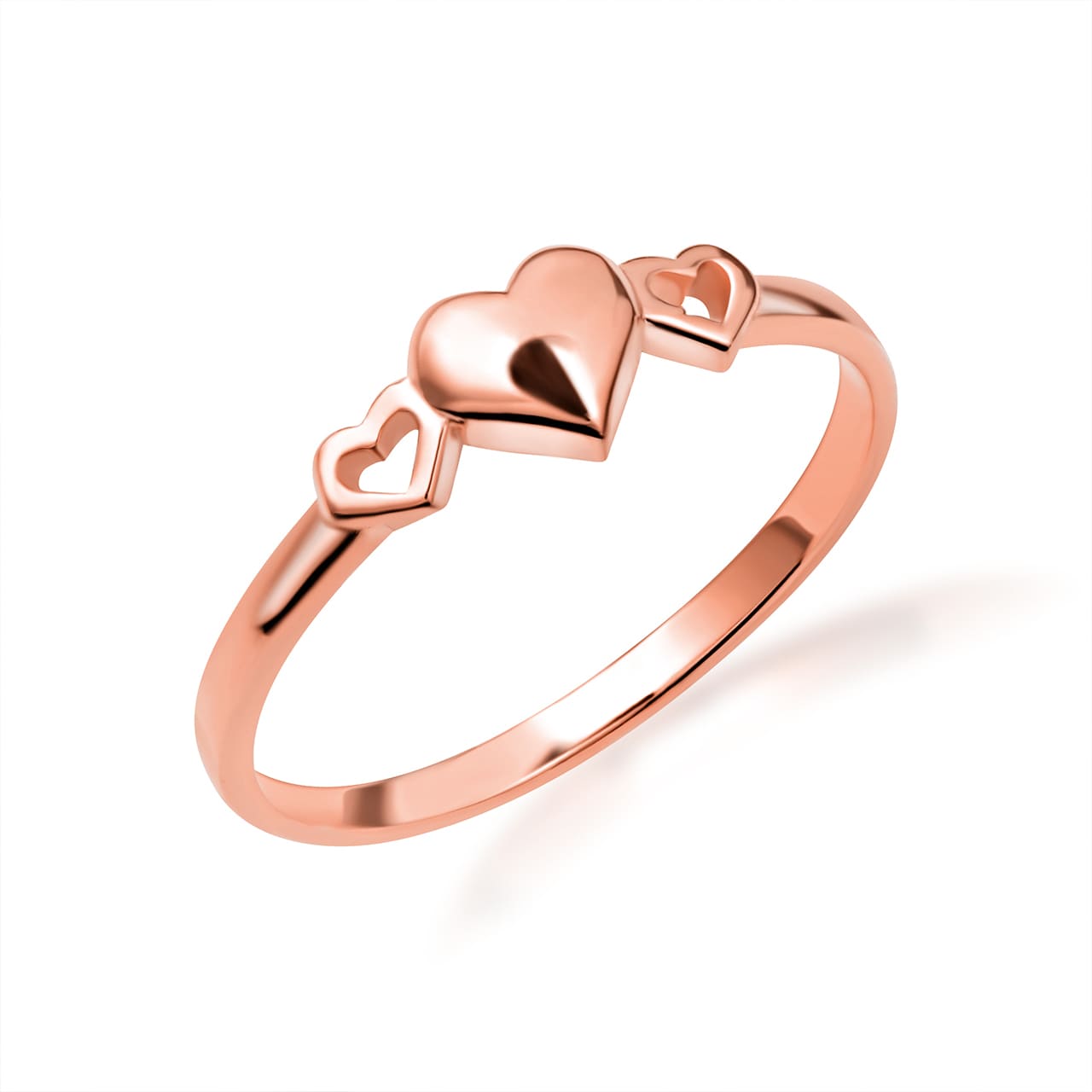 Gold Triple Heart Love Ring, view 4
