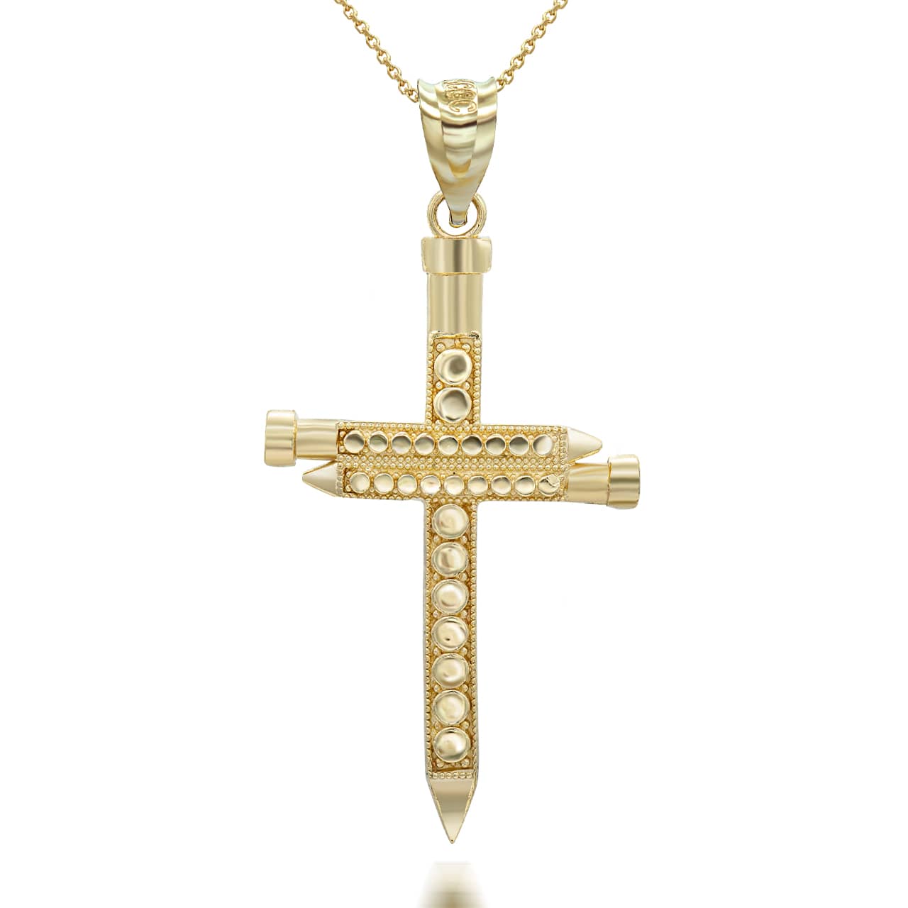 Gold Triple Nail Cross Pendant Necklace, view 4
