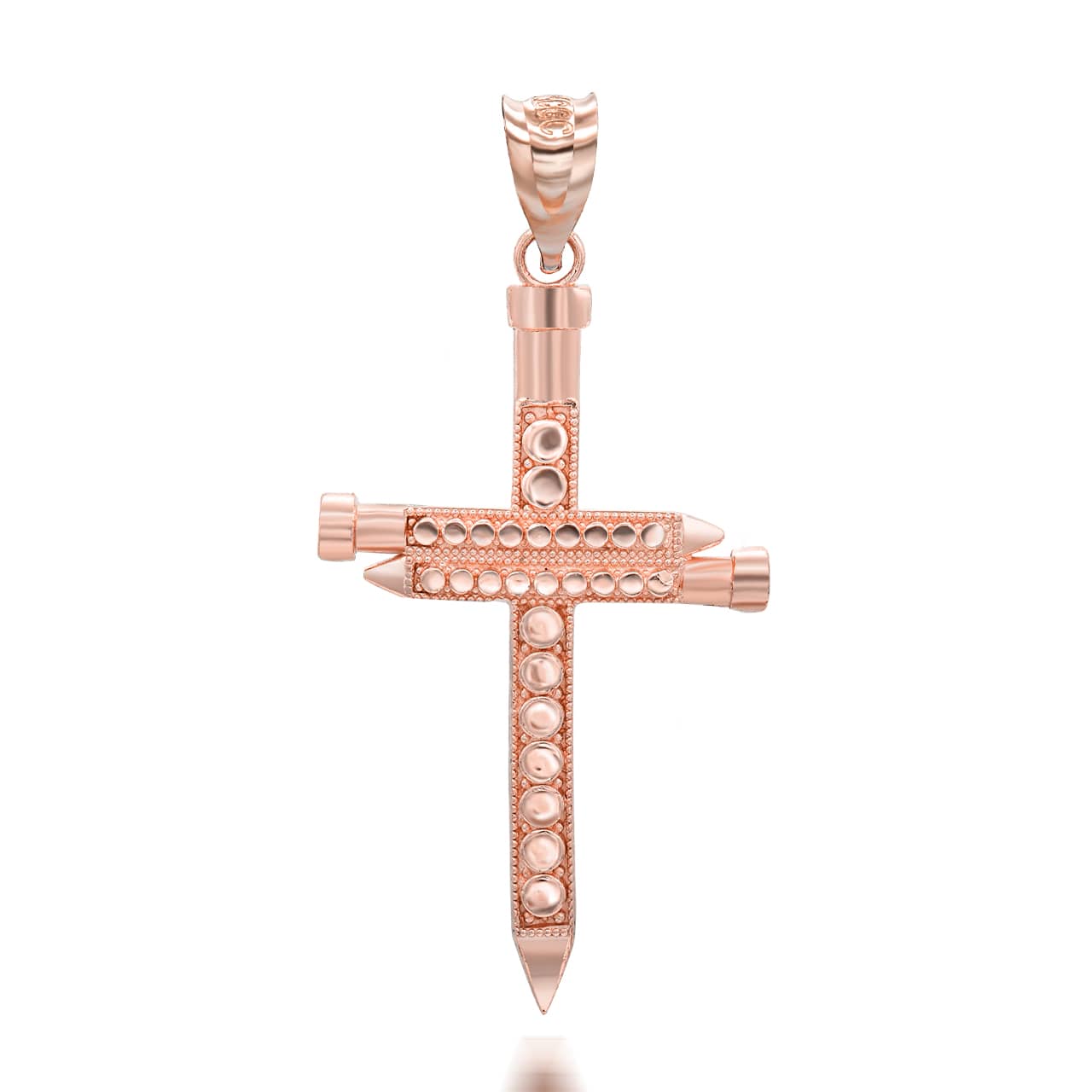 Gold Triple Nail Cross Pendant Necklace, view 5