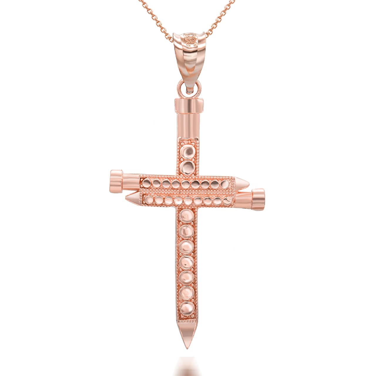 Gold Triple Nail Cross Pendant Necklace, view 6