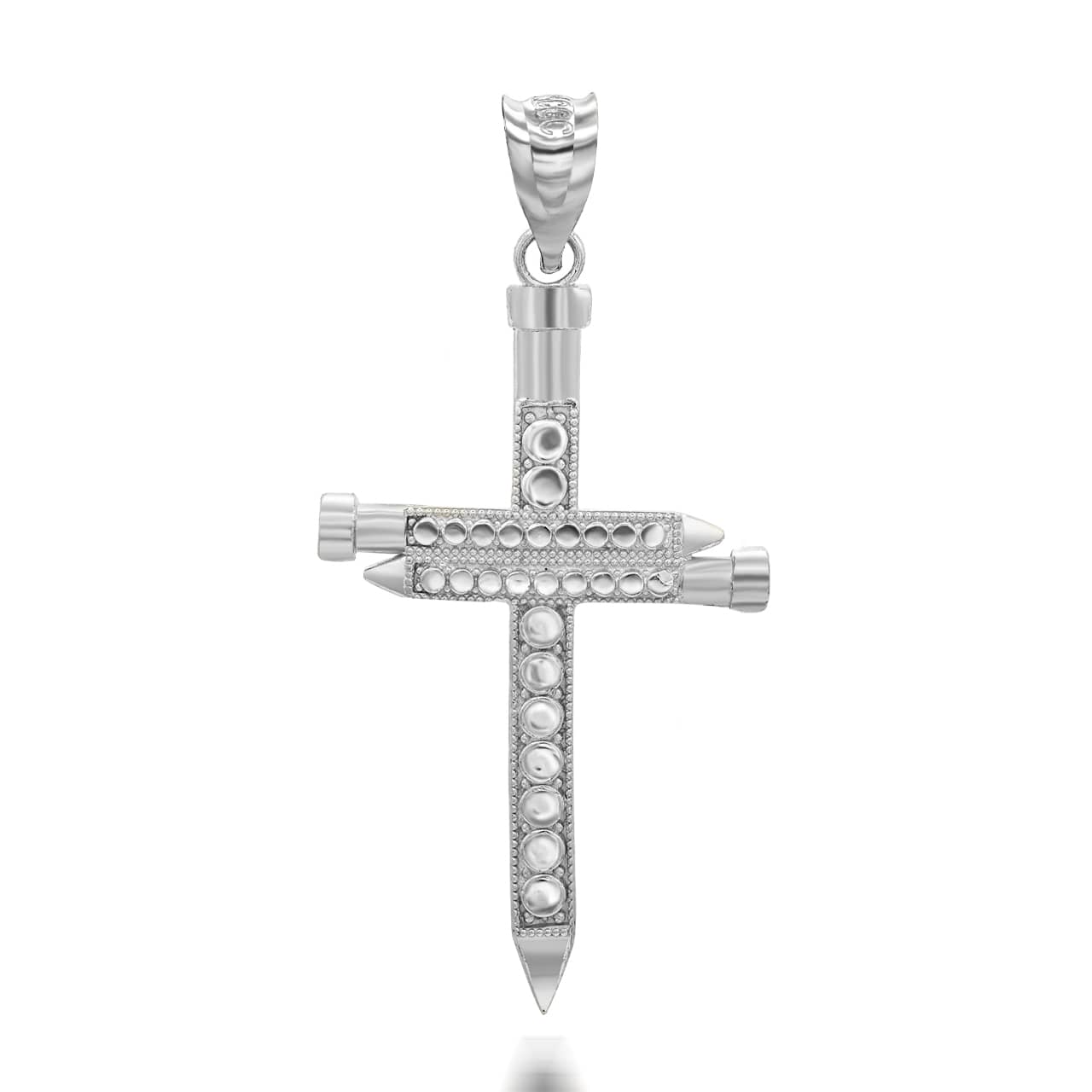 Gold Triple Nail Cross Pendant Necklace, view 7
