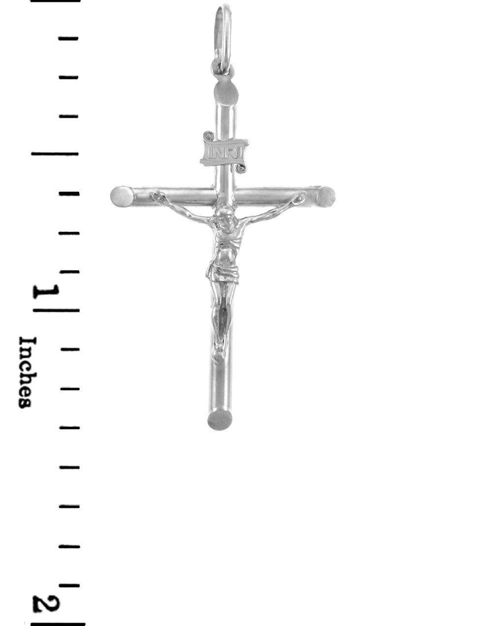Gold Tubular Cross Charm Catholic Crucifix Pendant Necklace, view 5
