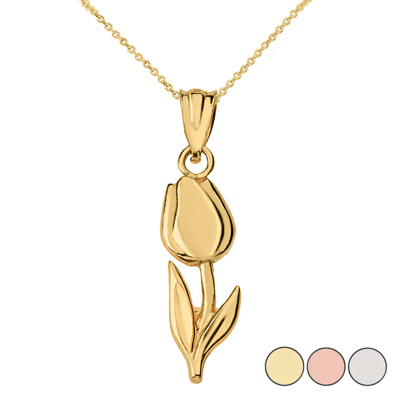 Gold Tulip Flower Pendant Necklace