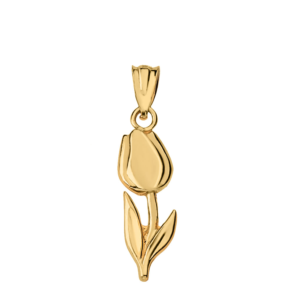 Gold Tulip Flower Pendant Necklace, view 2
