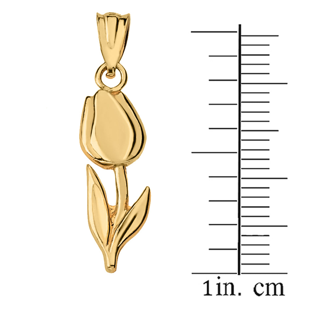 Gold Tulip Flower Pendant Necklace, view 3