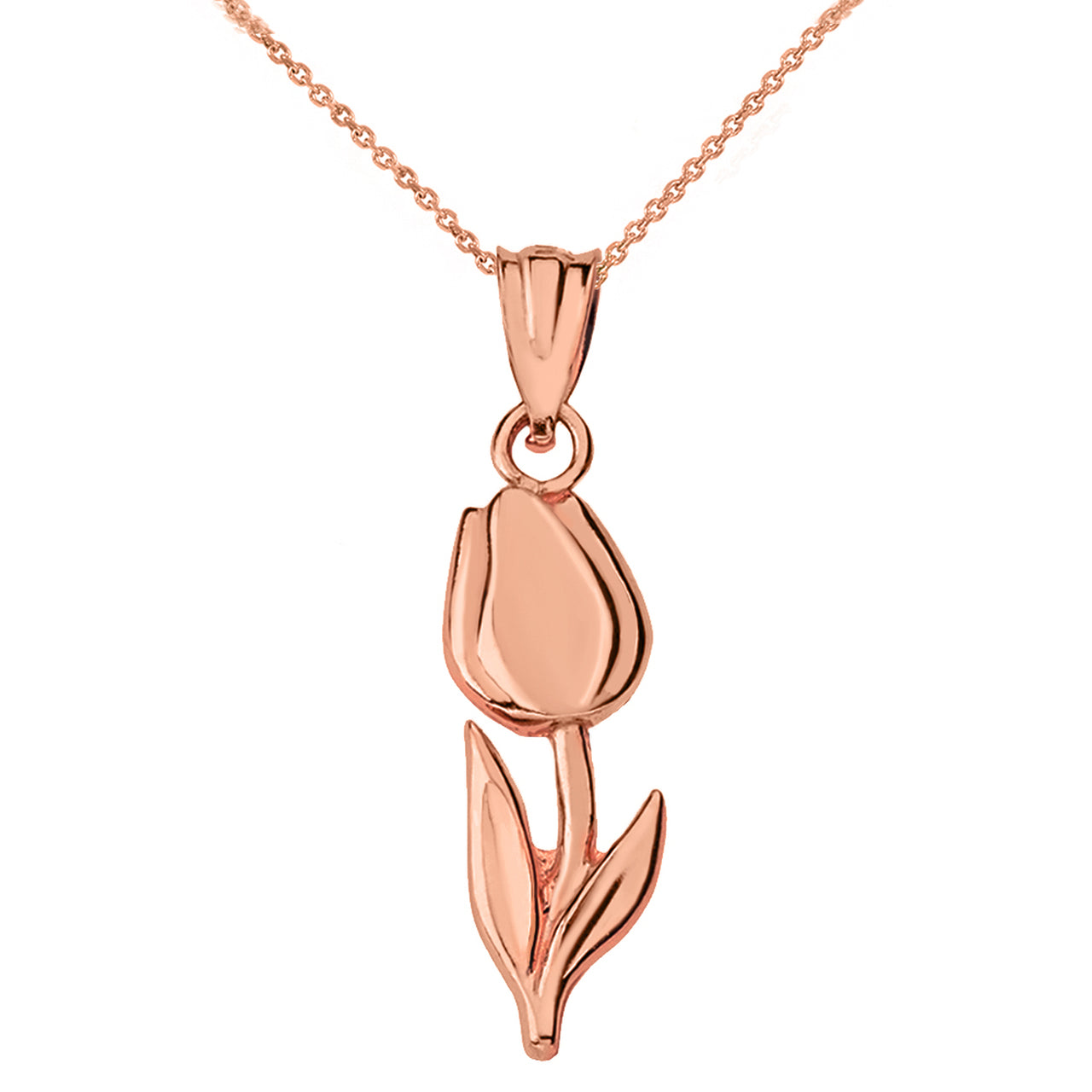 Gold Tulip Flower Pendant Necklace, view 4