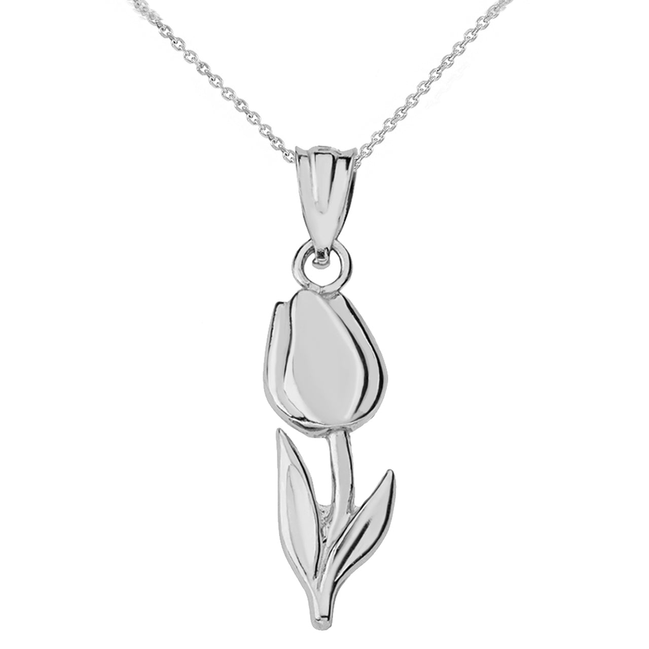 Gold Tulip Flower Pendant Necklace, view 6
