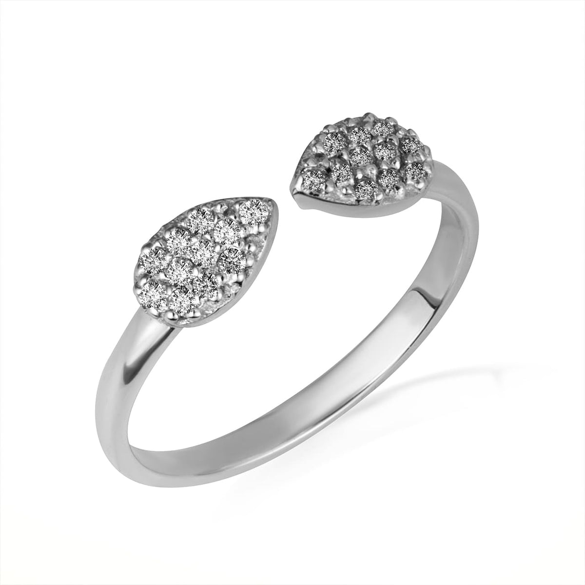 Gold Twin Pear Diamond Studded Band Ring, view 4