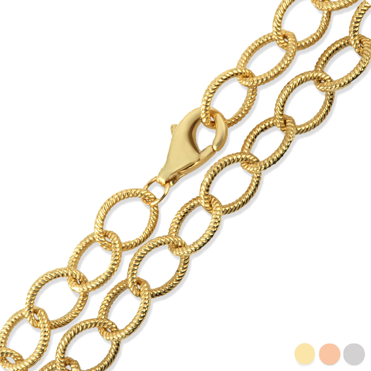 Gold Twisted Oval Rope Chain Link Bracelet