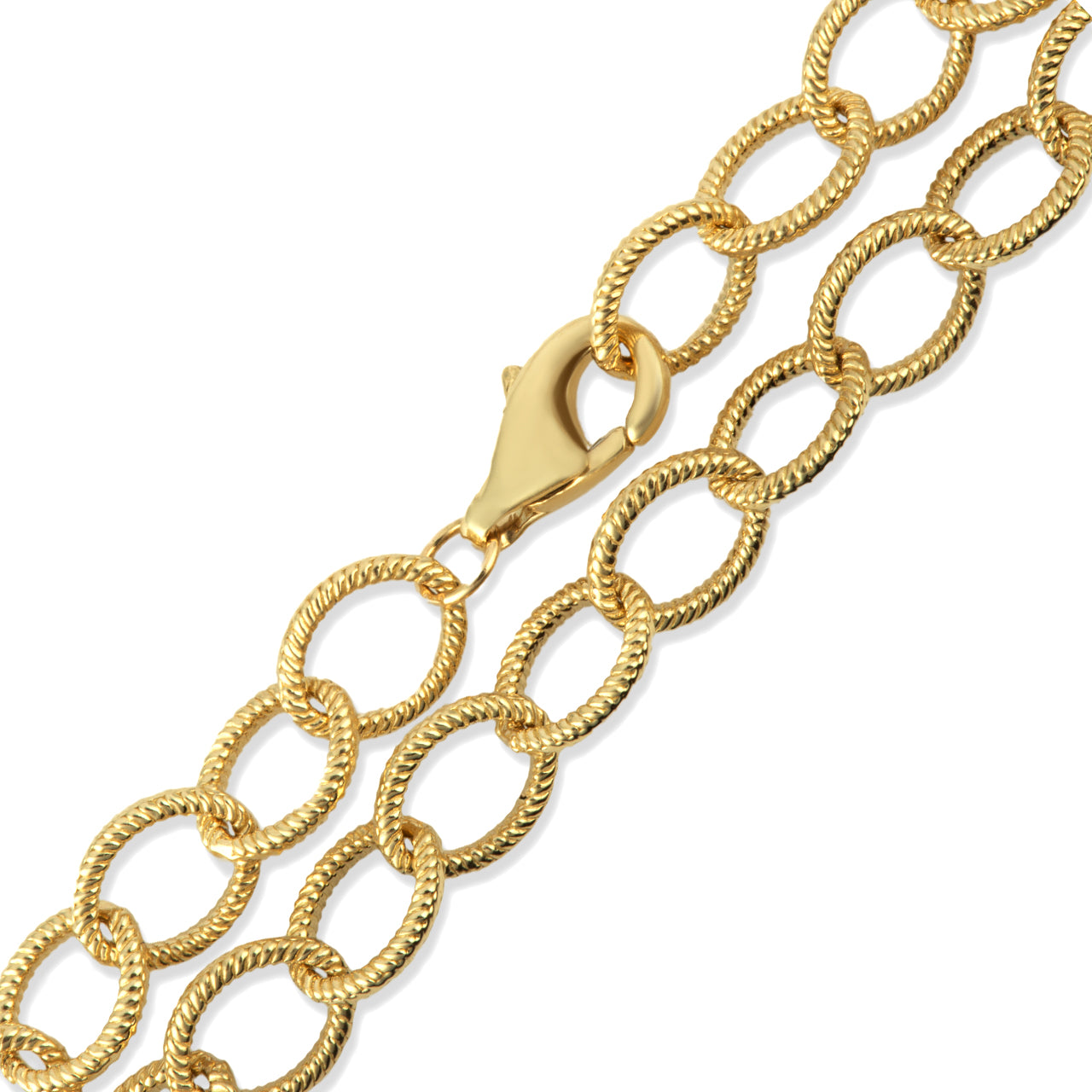 Gold Twisted Oval Rope Chain Link Bracelet, view 4