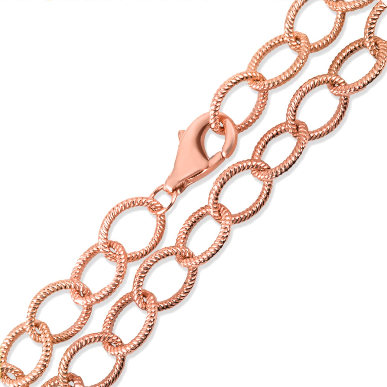Gold Twisted Oval Rope Chain Link Bracelet, view 6