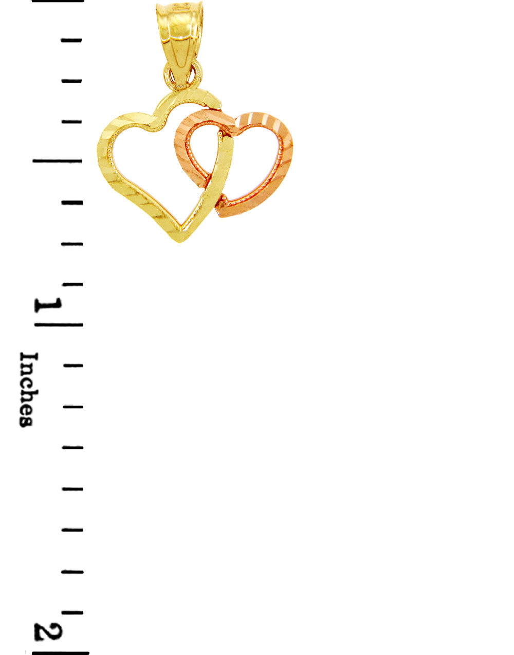 Gold Two Heart Hug Pendant in Two-Tone, view 2