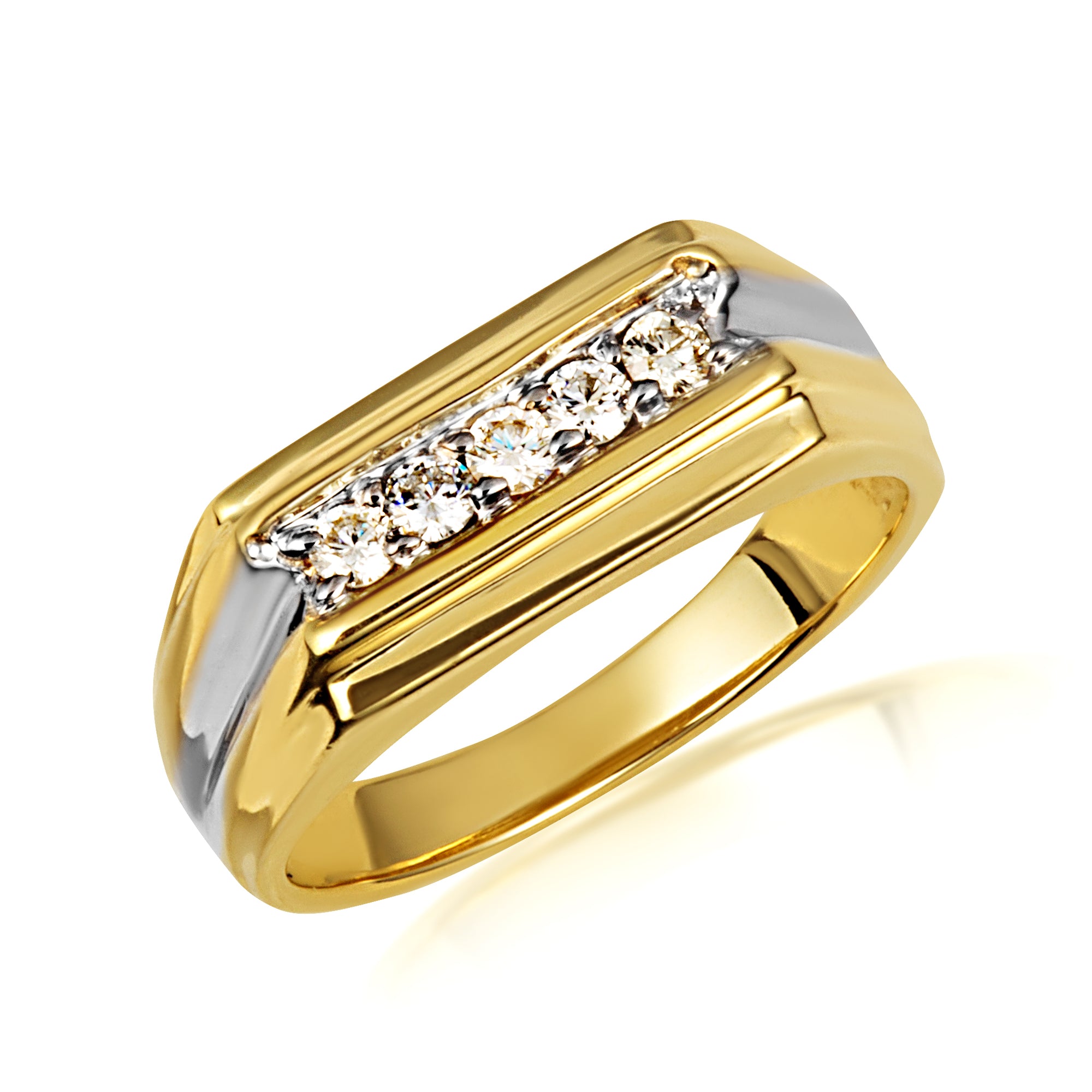 Gold Two-Tone Classic Men's Cubic Zirconia Ring
