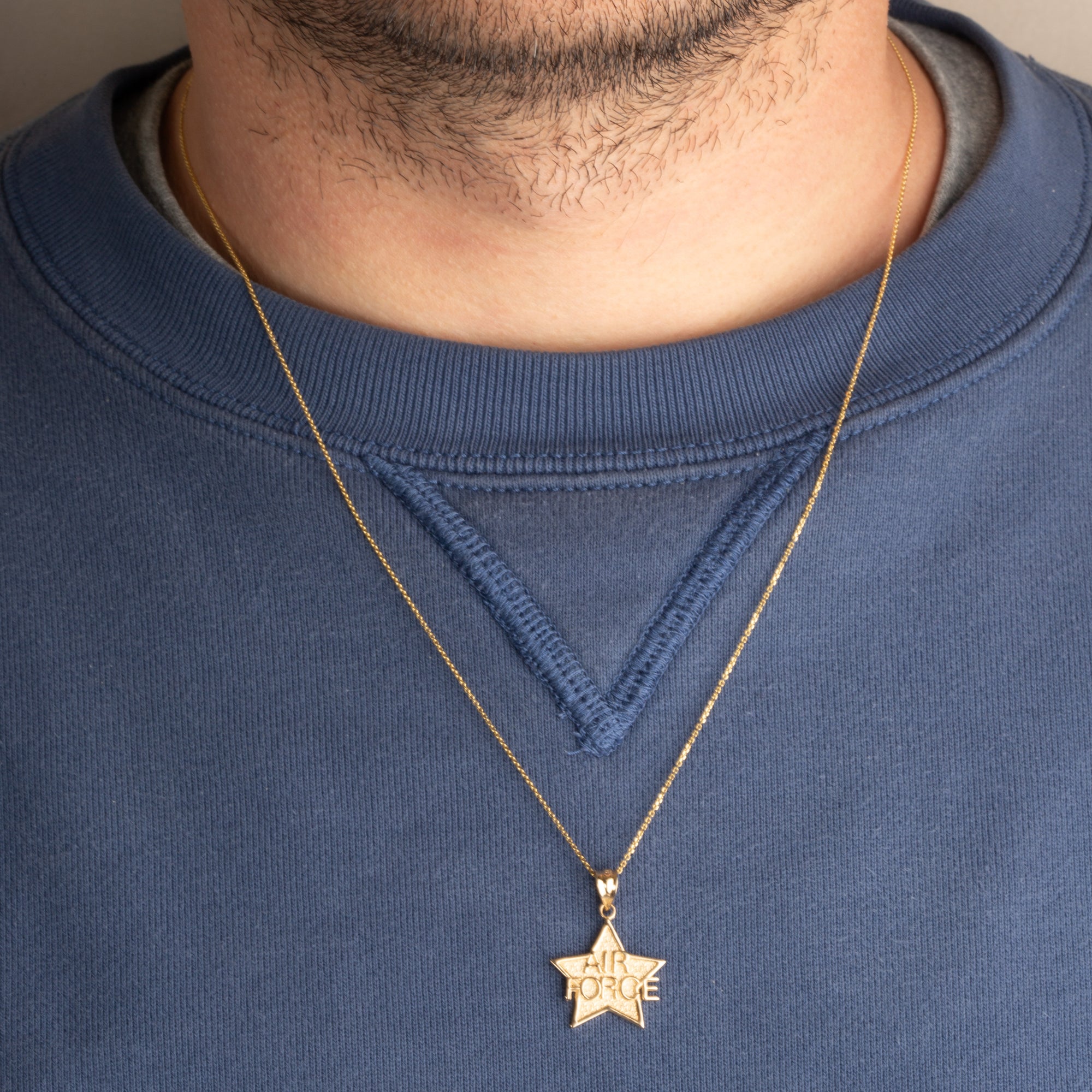 Gold United States Air Force Star Officially Licensed Pendant Necklace, view 2