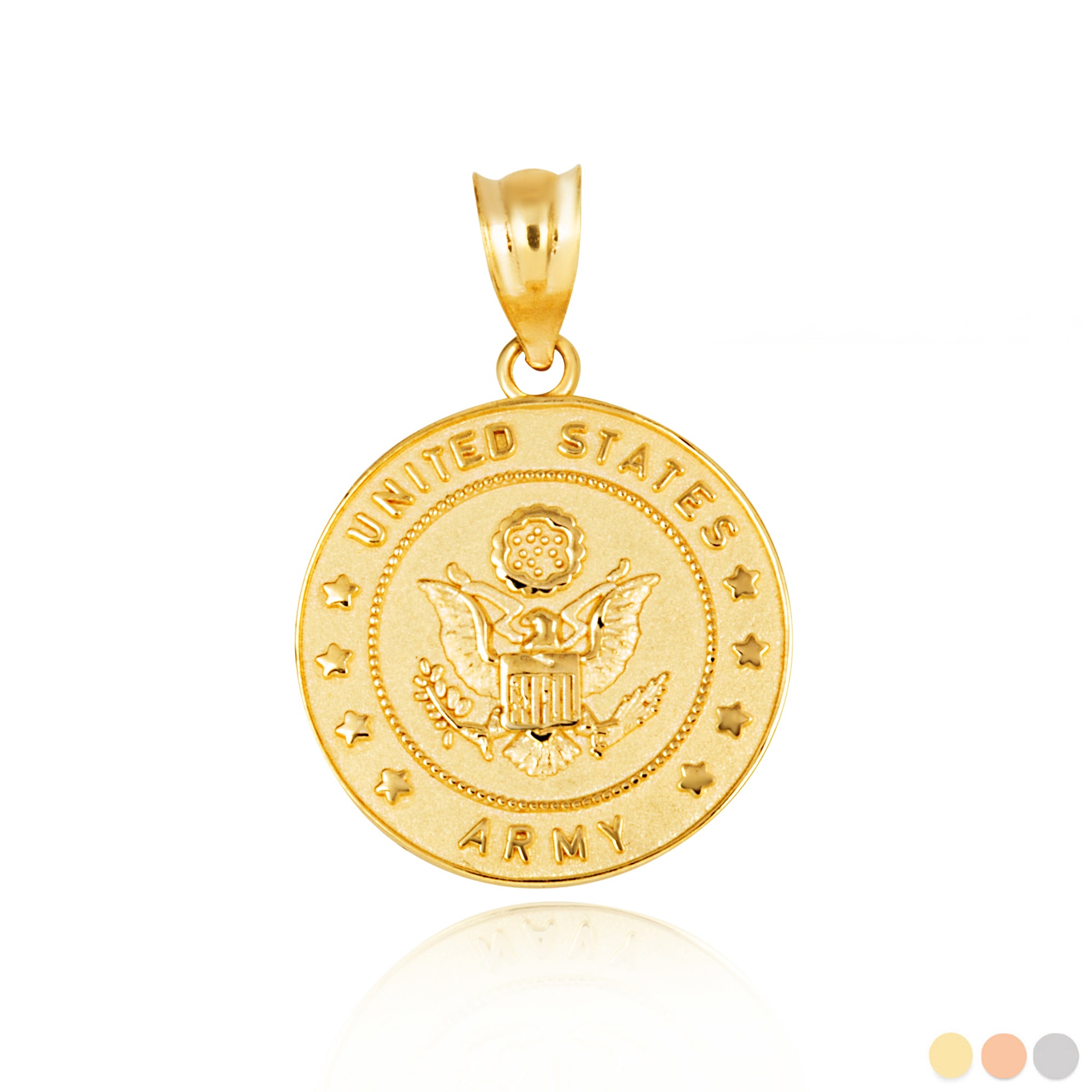 Gold United States Army Officially Licensed Eagle Emblem Medallion Pendant Necklace