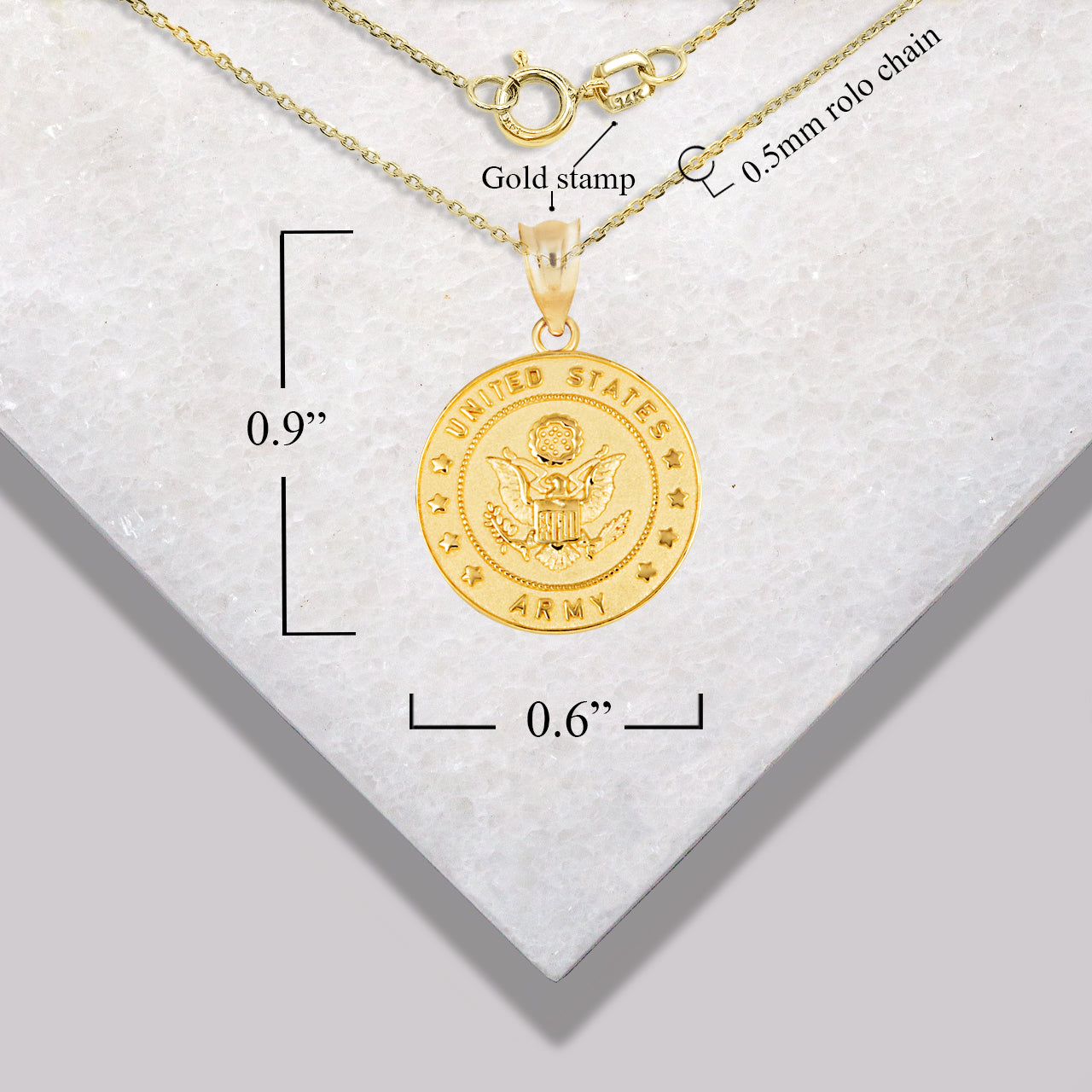 Gold United States Army Officially Licensed Eagle Emblem Medallion Pendant Necklace, view 4