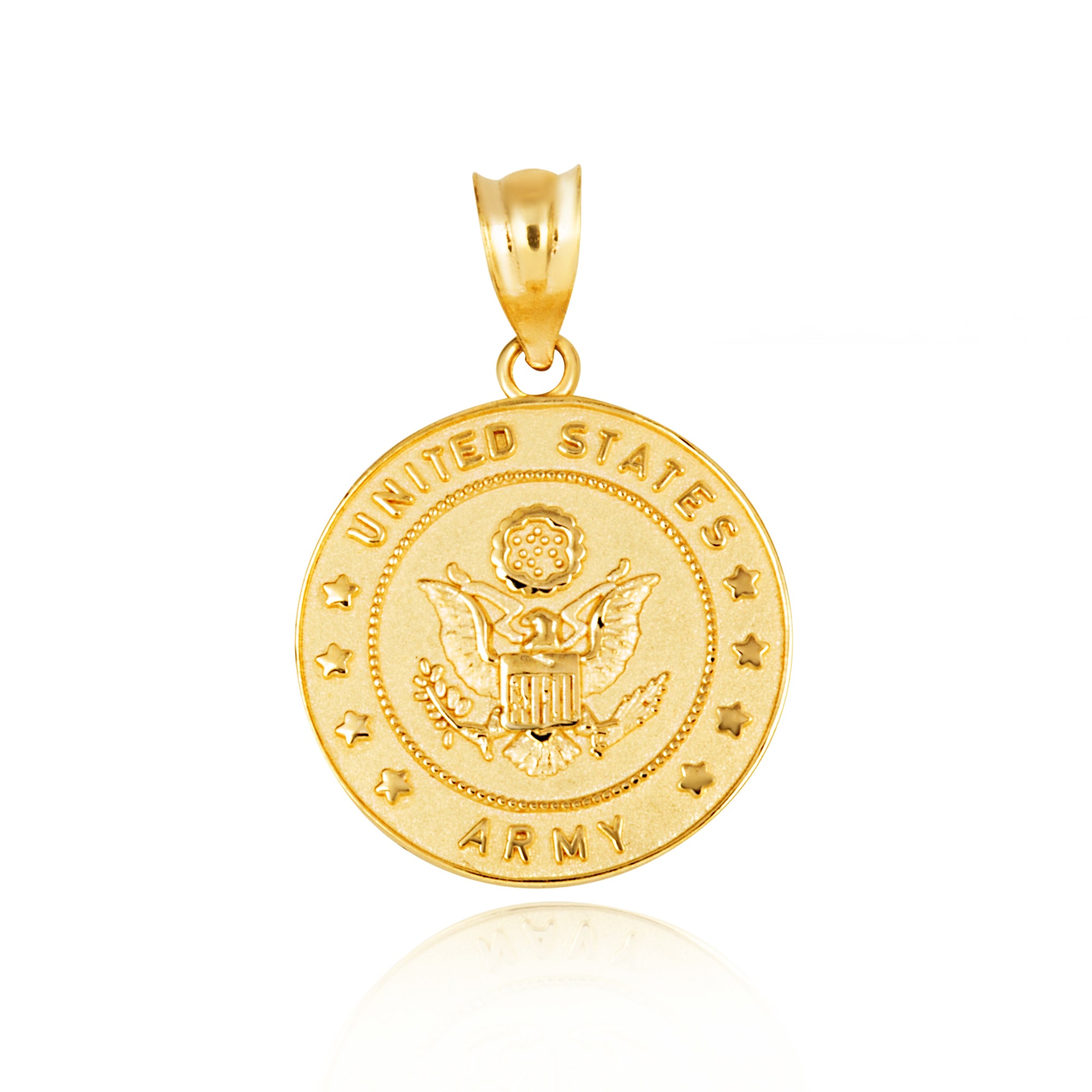 Gold United States Army Officially Licensed Eagle Emblem Medallion Pendant Necklace, view 6