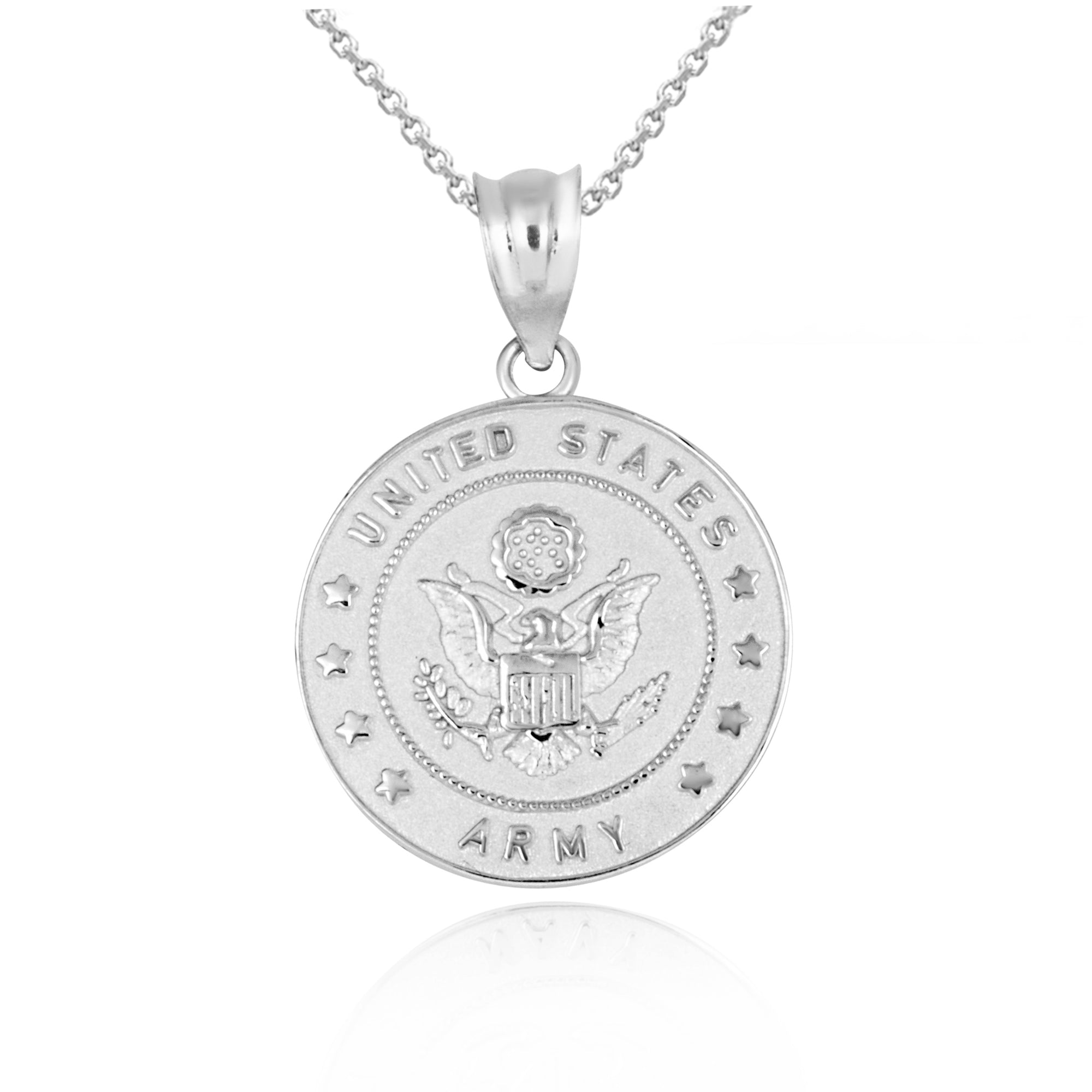 Gold United States Army Officially Licensed Eagle Emblem Medallion Pendant Necklace, view 7