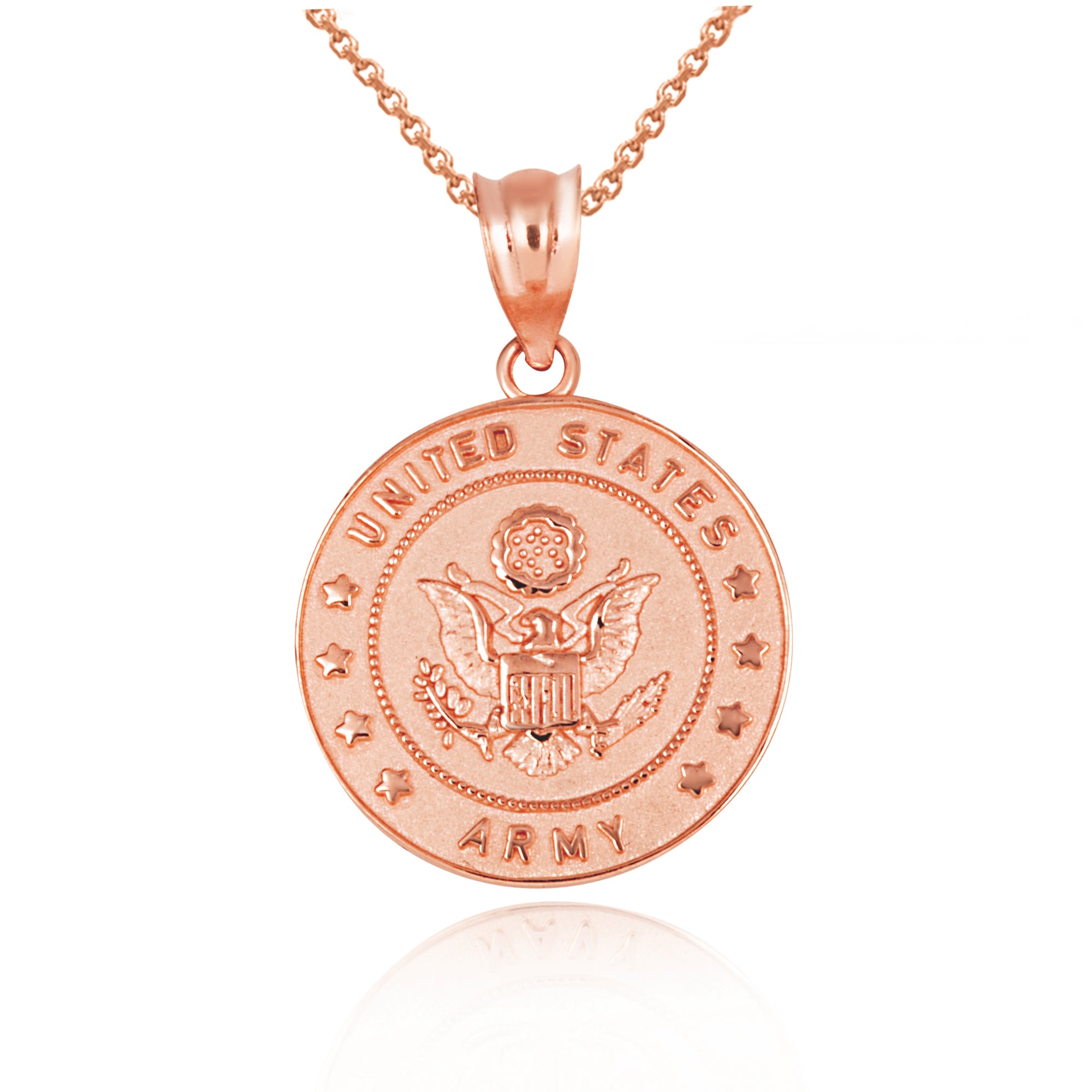 Gold United States Army Officially Licensed Eagle Emblem Medallion Pendant Necklace, view 9