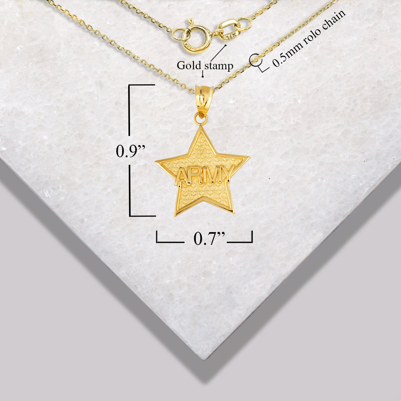 Gold United States Army Officially Licensed Star Pendant Necklace, view 4