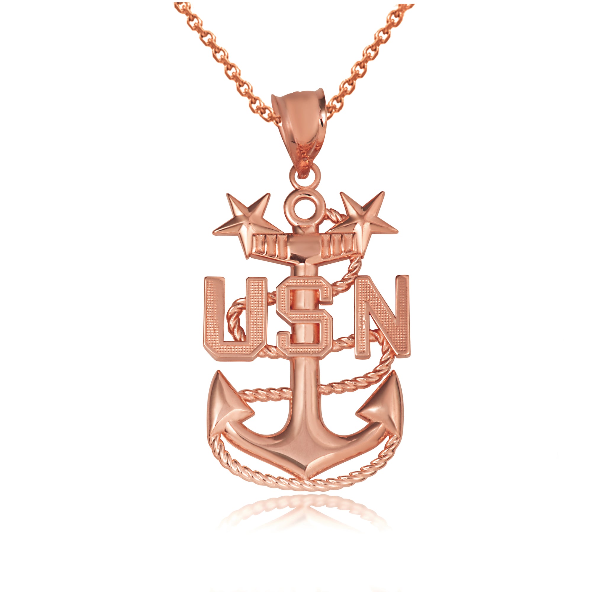Gold United States Navy Officially Licensed Master Chief Petty Officer Anchor Pendant Necklace, view 8