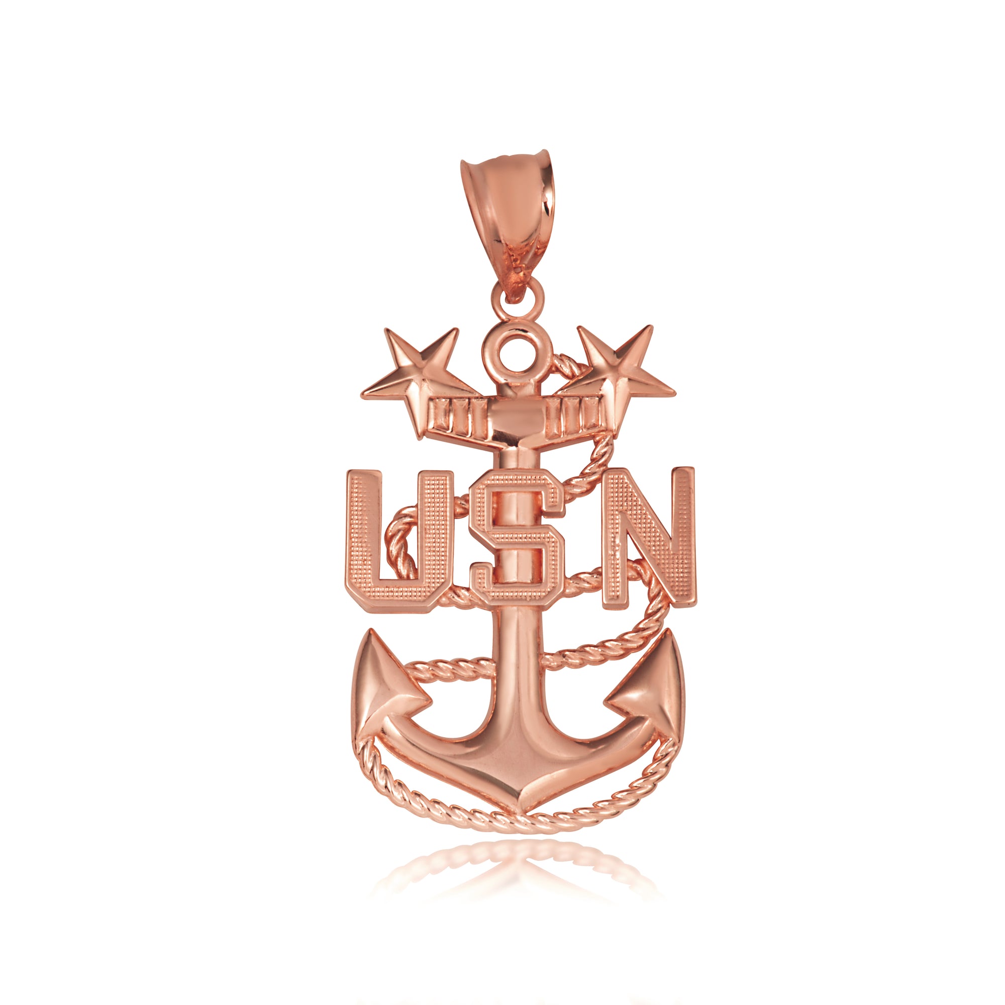 Gold United States Navy Officially Licensed Master Chief Petty Officer Anchor Pendant Necklace, view 9