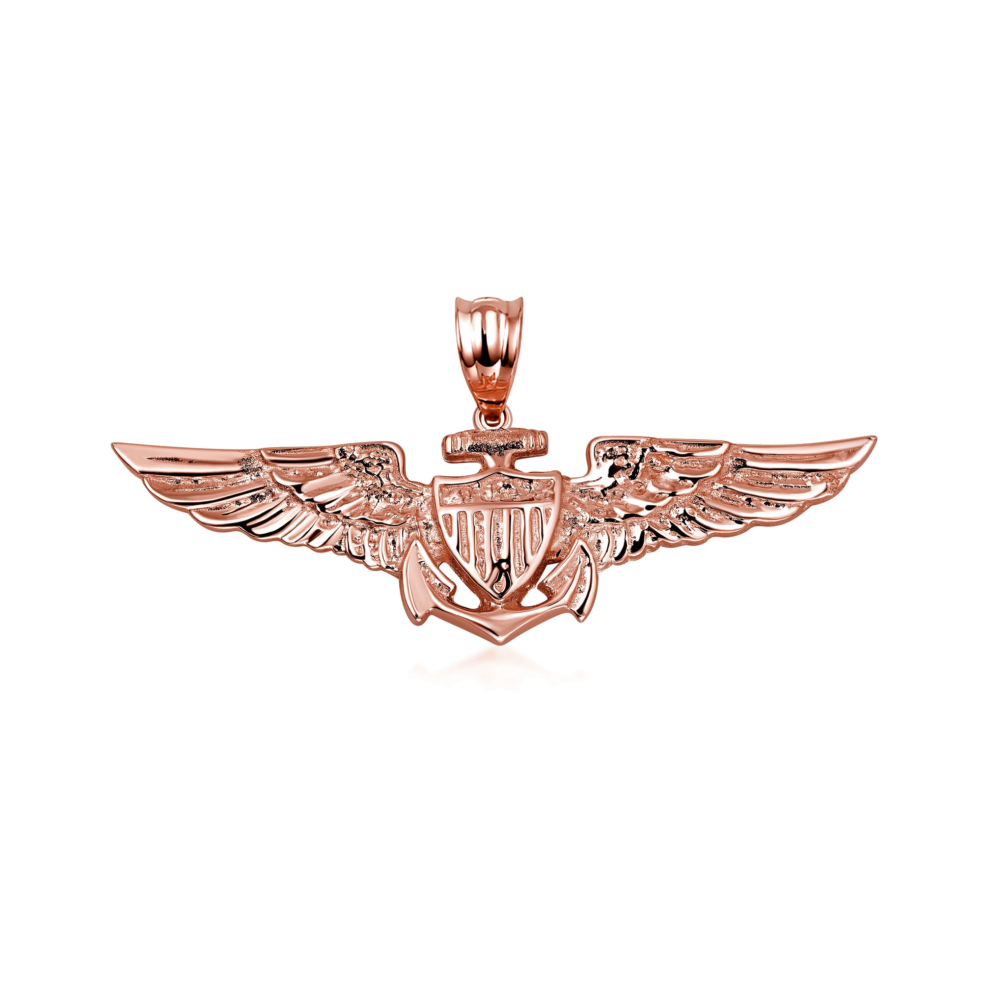 Gold United States Navy Officially Licensed Shield Eagle Anchor Emblem Pendant Necklace, view 5