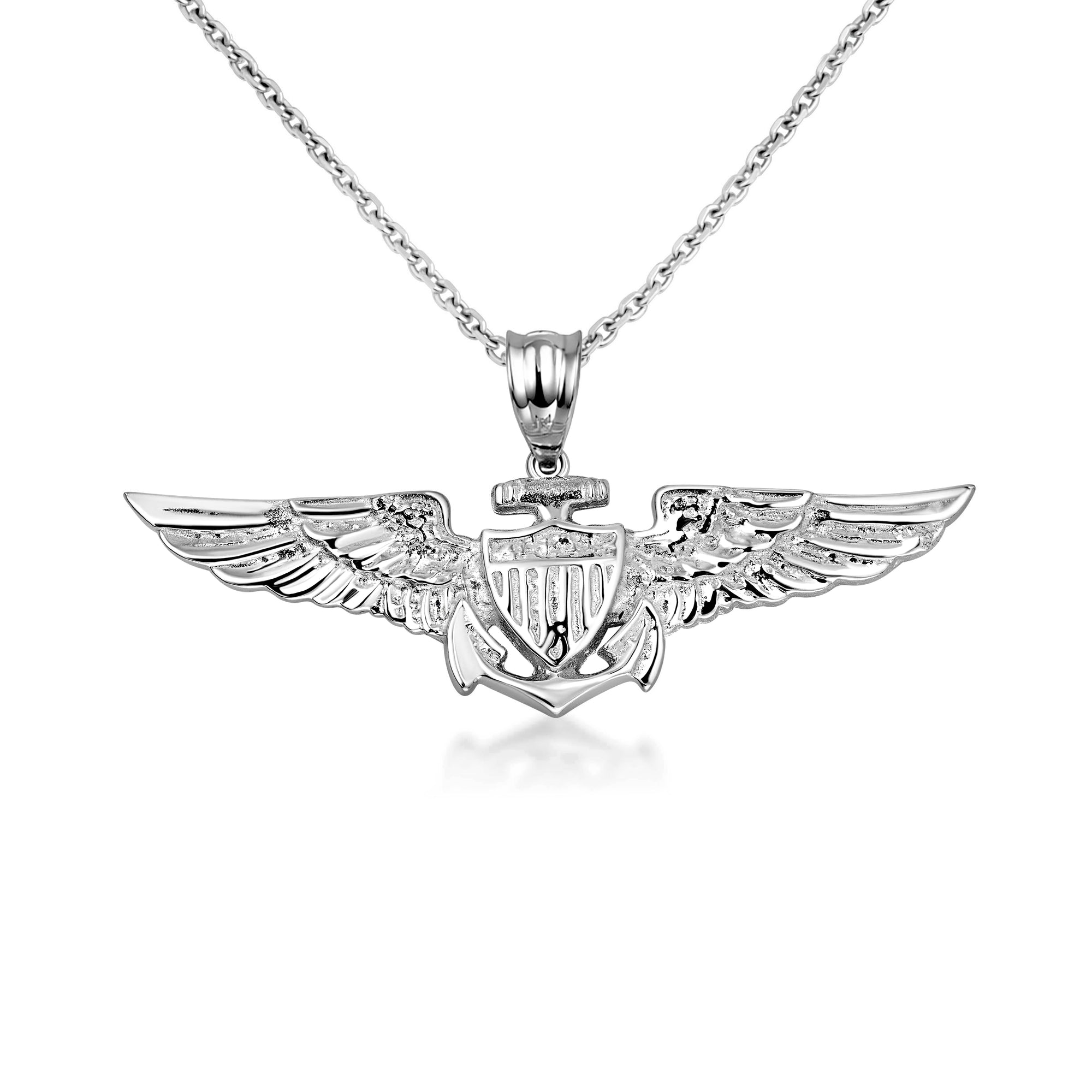 Gold United States Navy Officially Licensed Shield Eagle Anchor Emblem Pendant Necklace, view 7