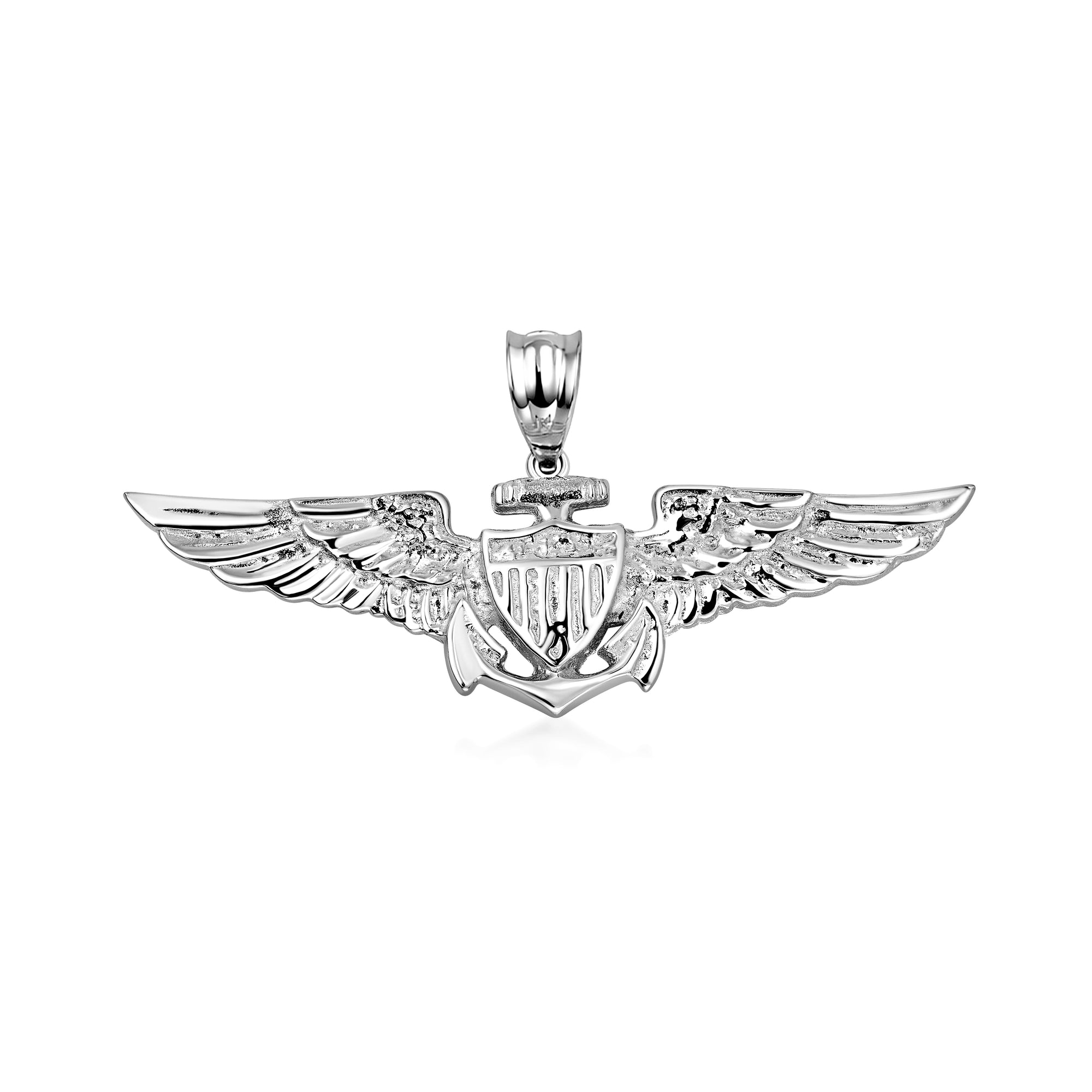 Gold United States Navy Officially Licensed Shield Eagle Anchor Emblem Pendant Necklace, view 8