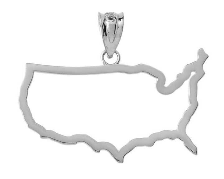 Gold United States of America Outline Pendant Necklace, view 5