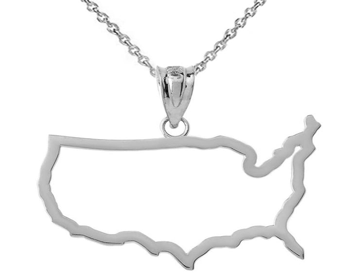 Gold United States of America Outline Pendant Necklace, view 6