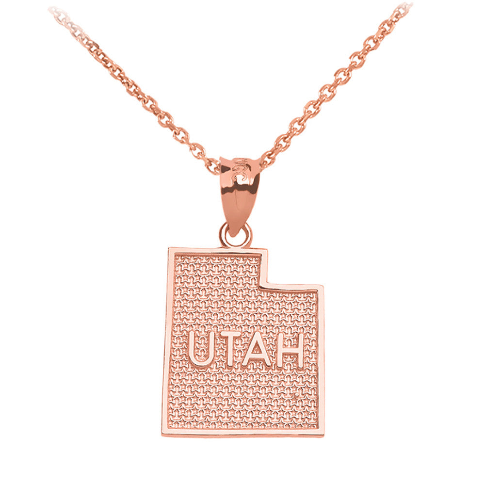Gold Utah State Map Pendant Necklace, view 2