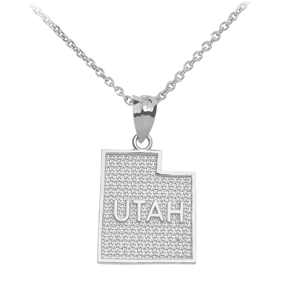 Gold Utah State Map Pendant Necklace, view 3