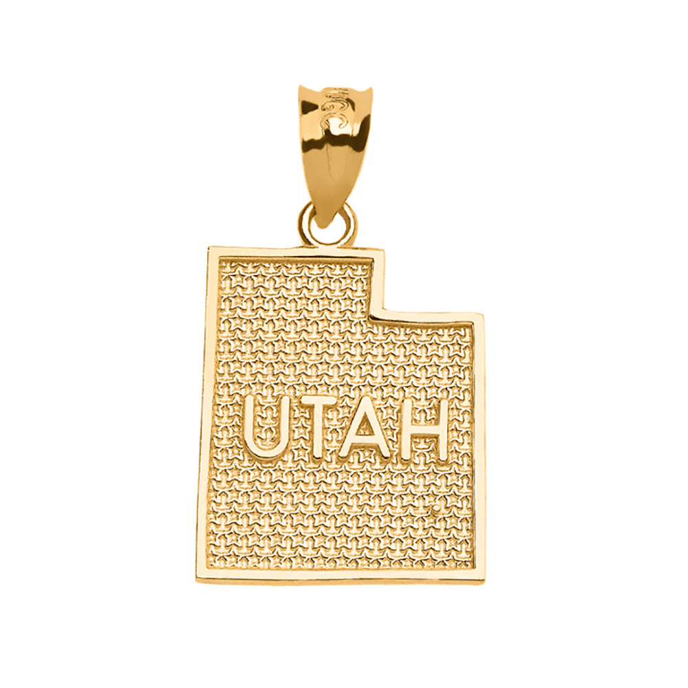 Gold Utah State Map Pendant Necklace, view 4